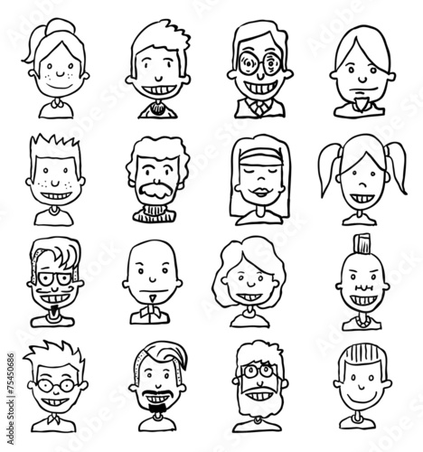 Simple avatar icons set, vector.