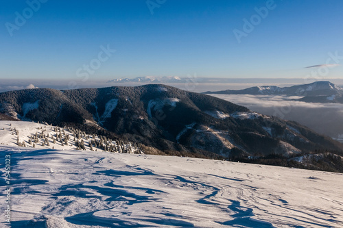 Sunny morning in winter mountains - Greater Fatra, Slovakia