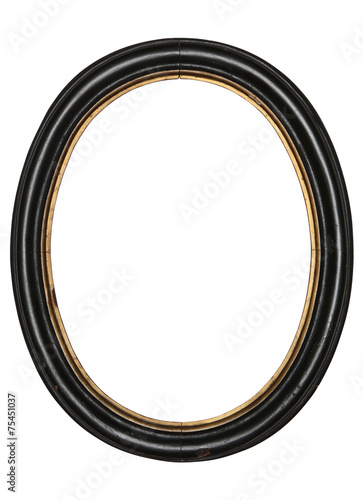 Photography old oval picture frame wooden isolated white background