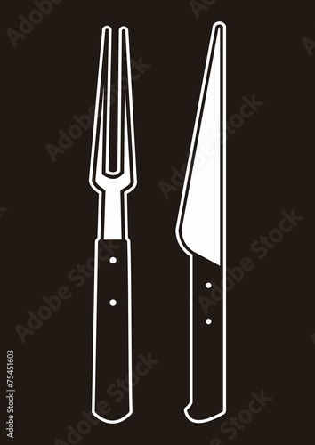 Knife and Fork, black background