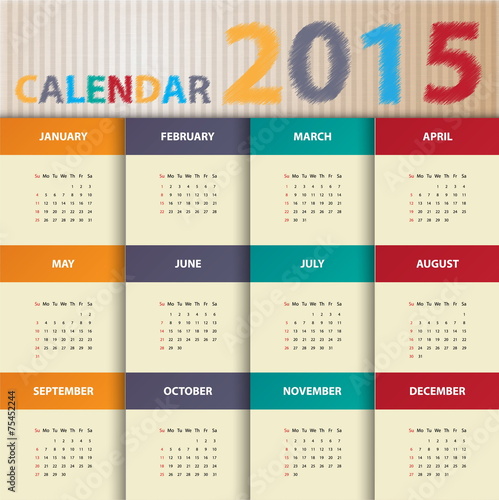2015 Modern calendar template .Vector/illustration.