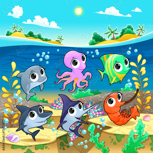 Funny marine animals in the...