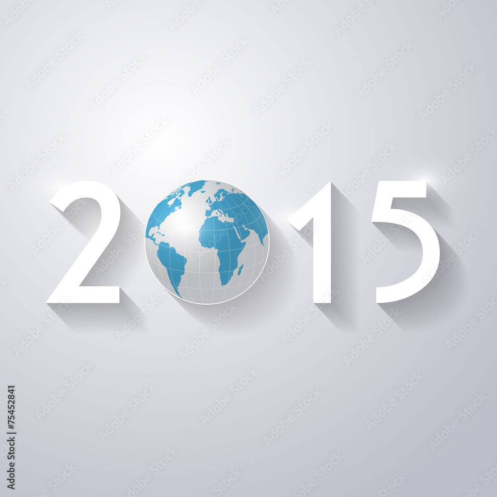 Modern simple Happy new year 2015 card with shadow effect.