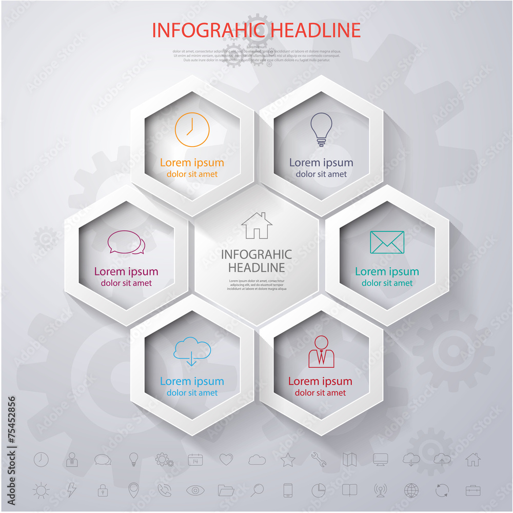 Business hexagon template. Can be used for workflow layout Business hexagon template. Can be used for workflow layout