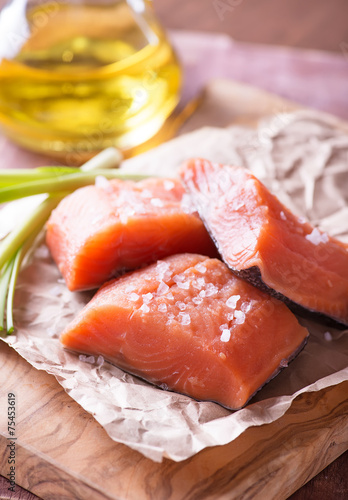 Raw red fish fillet