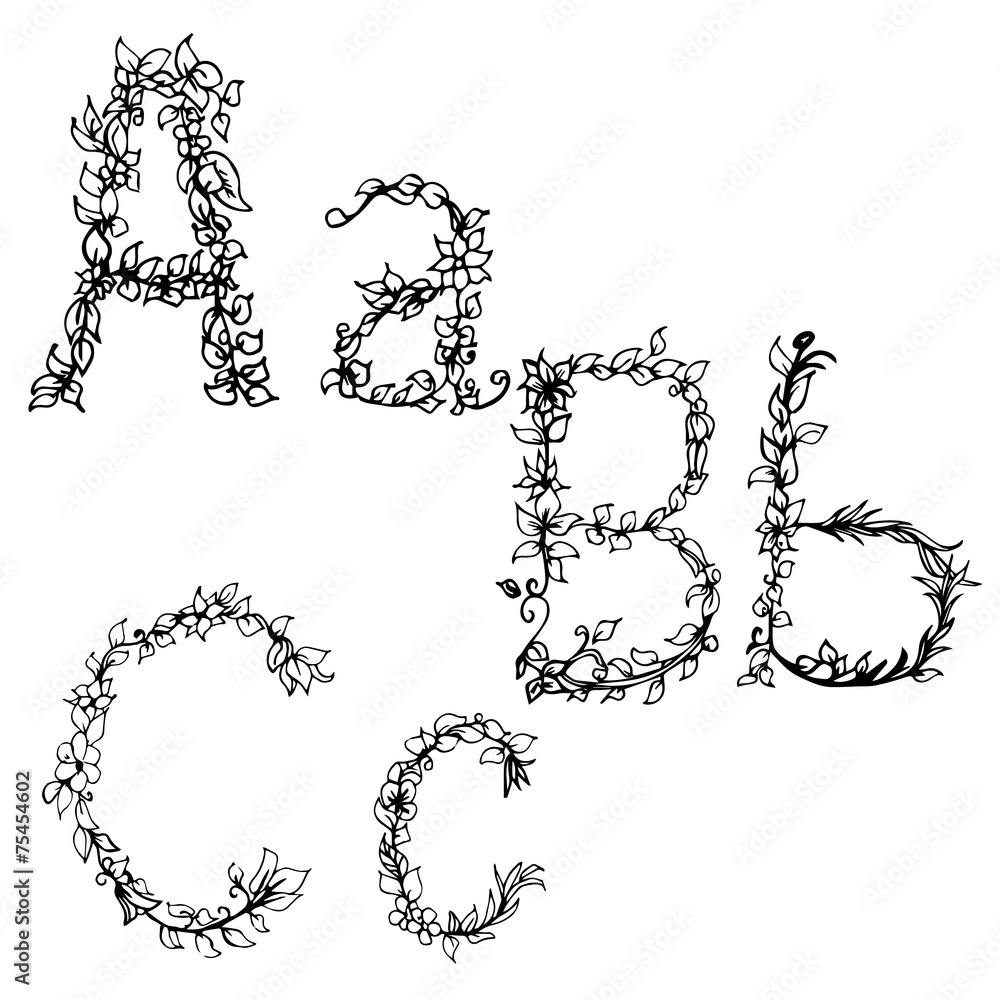 Alphabet in style of a sketch (the letters A, B, C) Alphabet in style of a sketch (the letters A, B, C)