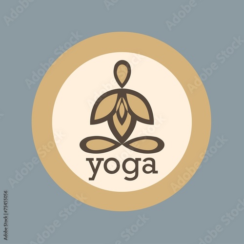 Yoga emblem in a circle design lotus posture