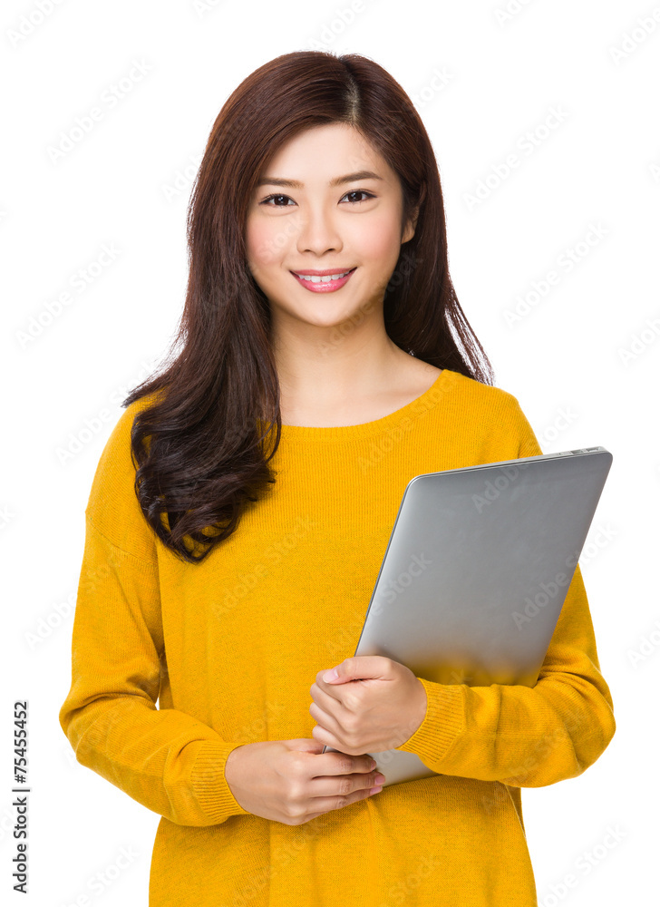 Woman hold with laptop Woman hold with laptop