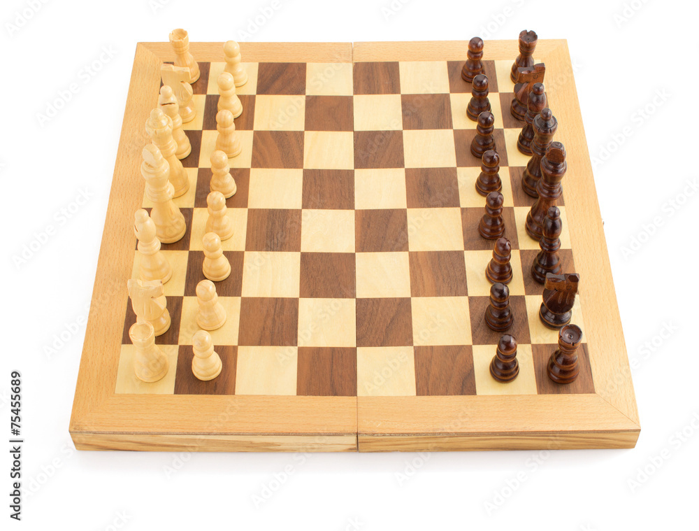 chess figures on board at white chess figures on board at white