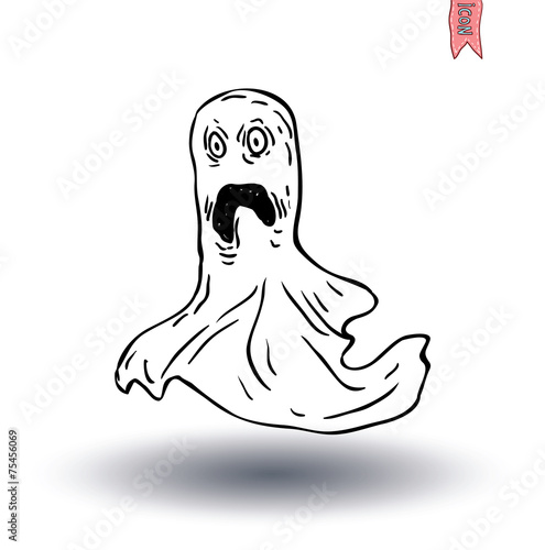 Ghost cartoon icon. vector illustration.