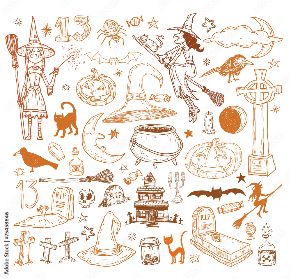 Halloween doodles elements. vector illustration Halloween doodles elements. vector illustration