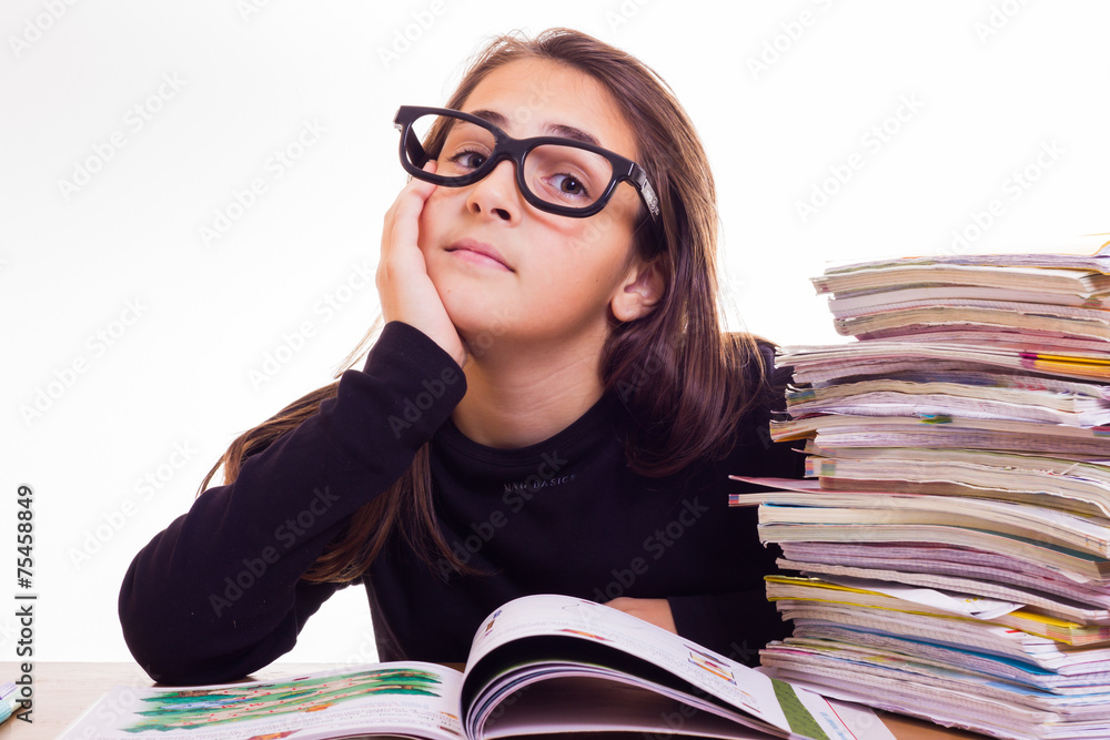 little cute girl do homeworks little cute girl do homeworks