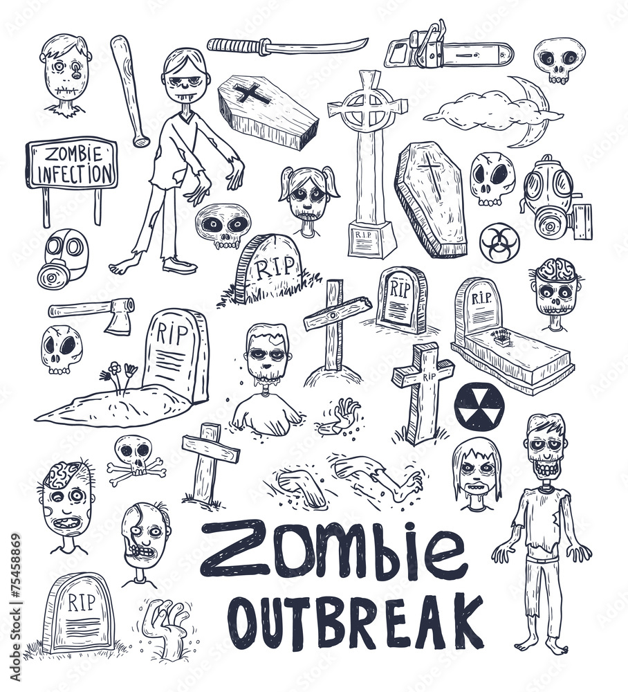 zombie cartoon character set, vector illustration. zombie cartoon character set, vector illustration.