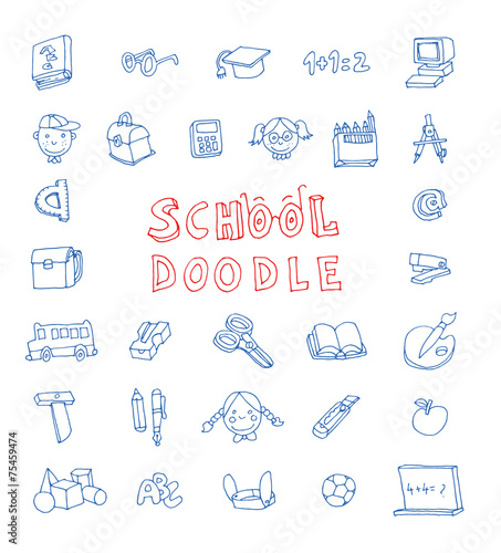 Doodle school icon, hand drawn illustration.