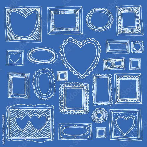 Set picture frames, hand drawn vector illustration.