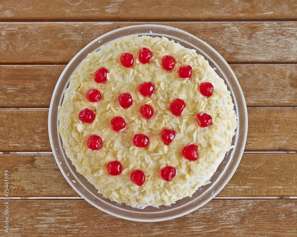 almonds and cherries white homemade cake almonds and cherries white homemade cake