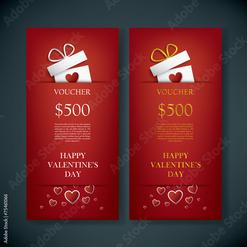 Valentine's day gift card voucher template with traditional