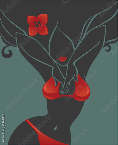 image of girl in red swim suit