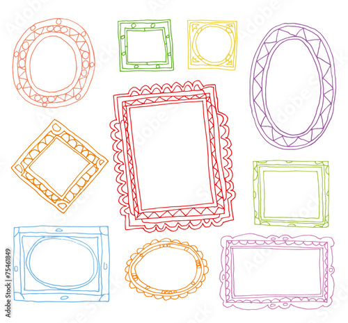 Set picture frames, hand drawn vector illustration.