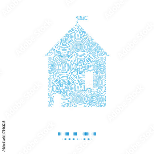 Vector doodle circle water texture house silhouette pattern
