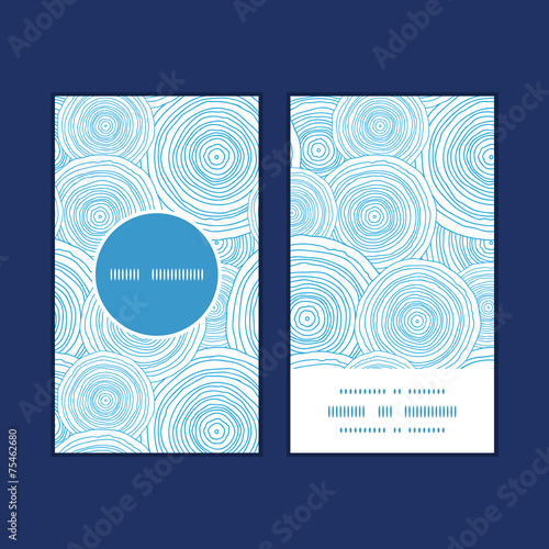 Vector doodle circle water texture vertical round frame pattern