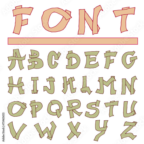 Hand drawn alphabet. vector photo