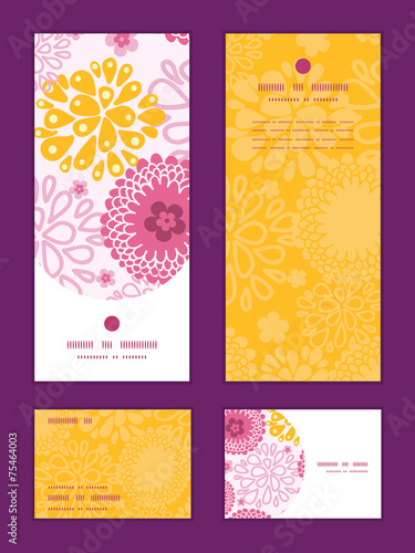 Vector pink field flowers vertical frame pattern invitation