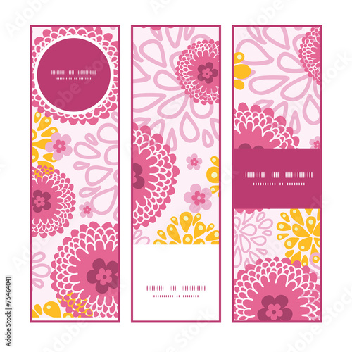 Fototapeta Naklejka Na Ścianę i Meble -  Vector pink field flowers vertical banners set pattern