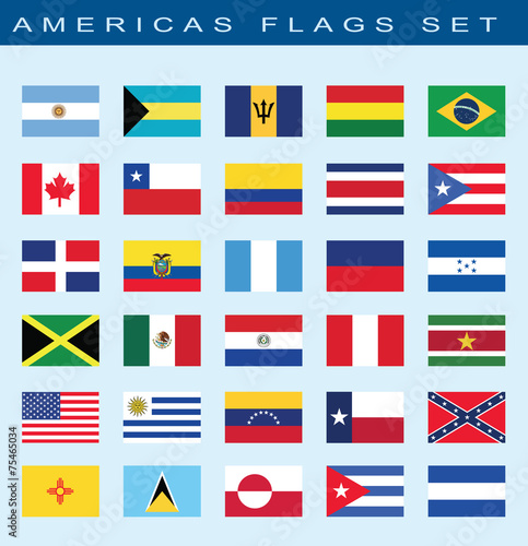 Free Download set of Americas flags Americas, vector illustration - GFXLoad