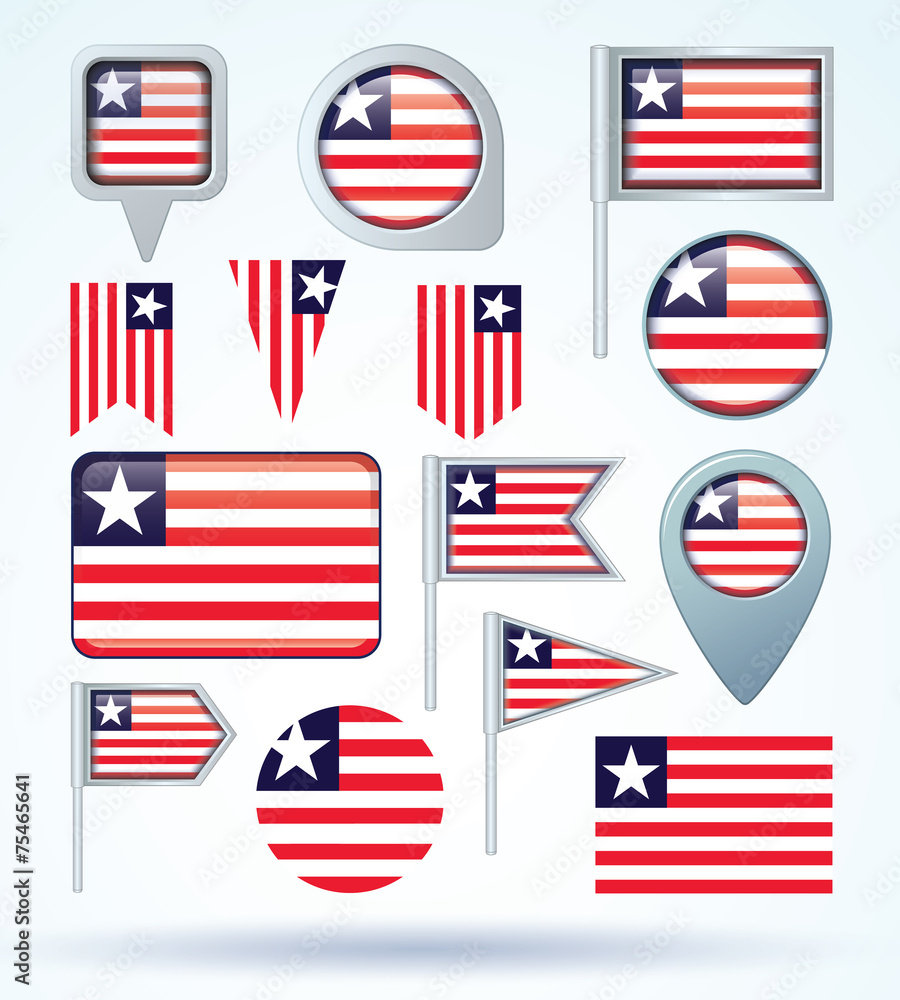 Flag set of Liberia, vector illustration Flag set of Liberia, vector illustration