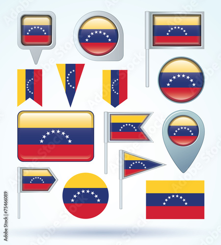 Flag set of Venezuela, vector illustration Free Download Flag set of Venezuela, vector illustration - GFXLoad