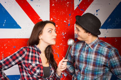 Obraz na plátne Two performers doing a British comedy show