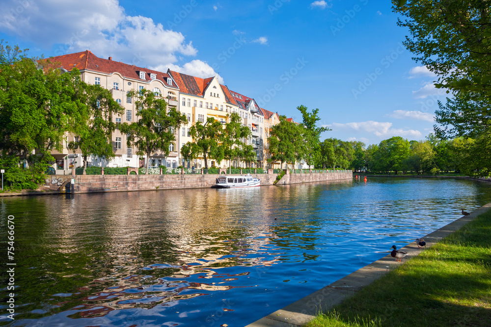 Houses in Berlin on the river bank