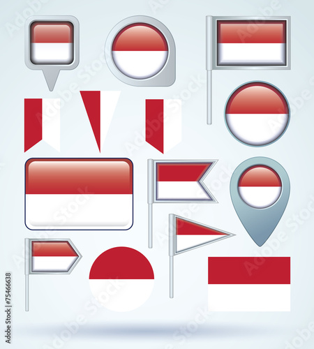 Free Download Flag set of Indonesia, vector illustration - GFXLoad