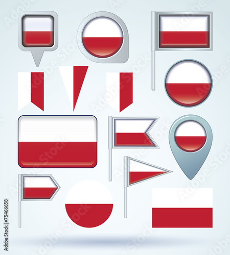Flag set of Poland, vector illustration Free Download Flag set of Poland, vector illustration - GFXLoad