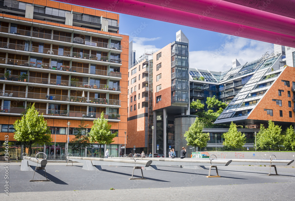 modern glass and steel office buildings near Potsdamer Platz, Berlin, Germany