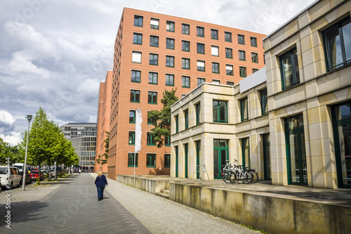 modern glass and steel office buildings near Potsdamer Platz, Berlin, Germany