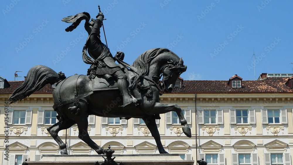 Obraz premium Turin Statue equestre piazza San Carlo