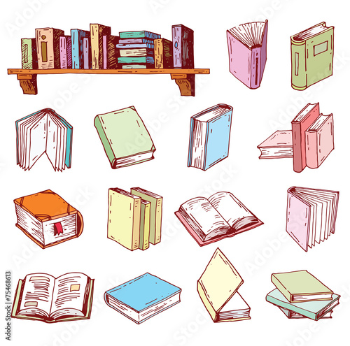 Book doodle set, illustration vector.