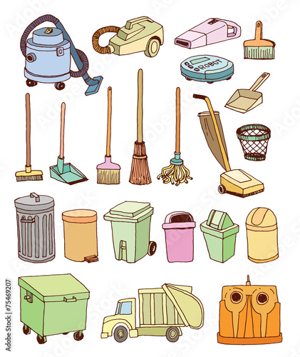 trash icons set, vector illustration