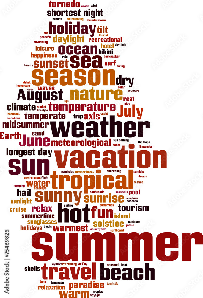 Obraz premium Summer word cloud concept. Vector illustration