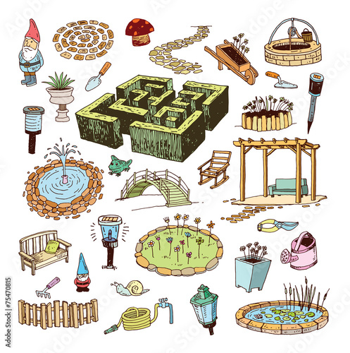 gardening element decorations, illustration vector.