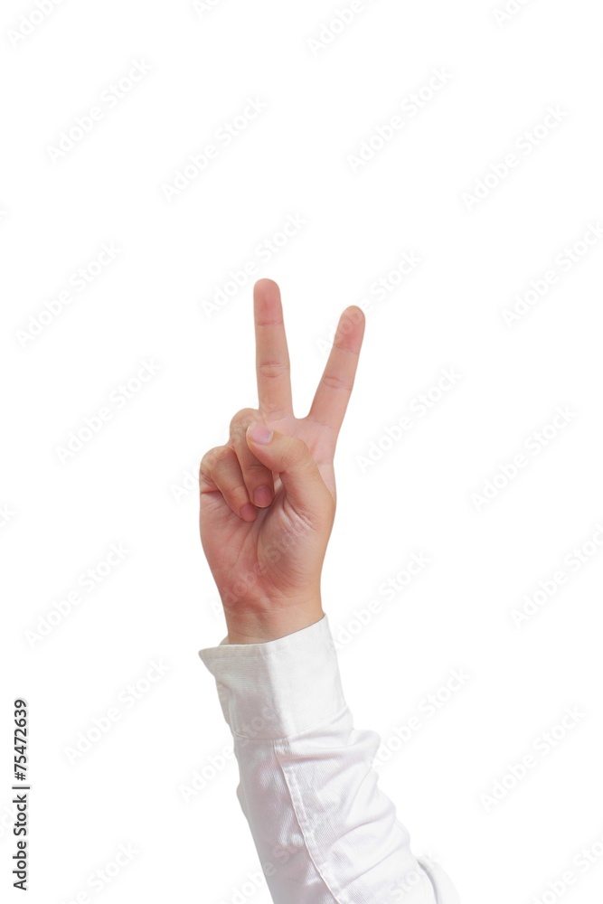 Number Two Hand Gesture Isolated on White Number Two Hand Gesture Isolated on White