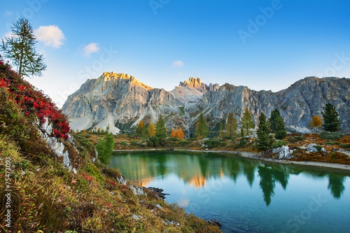 Limides Lake and Mount Lagazuoi, Dolomites photo