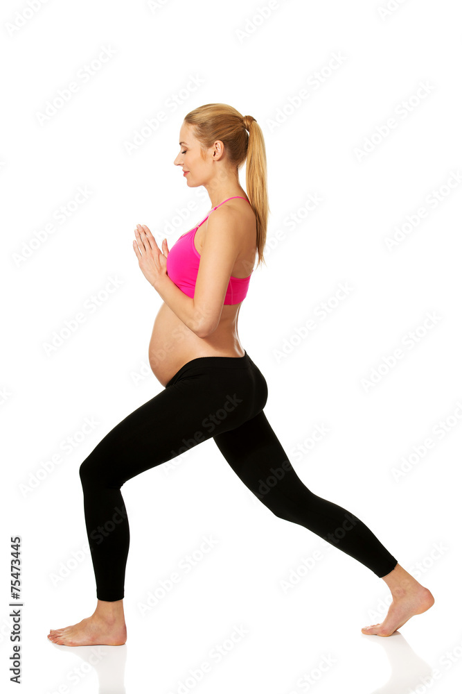 Pregnant woman relax doing yoga