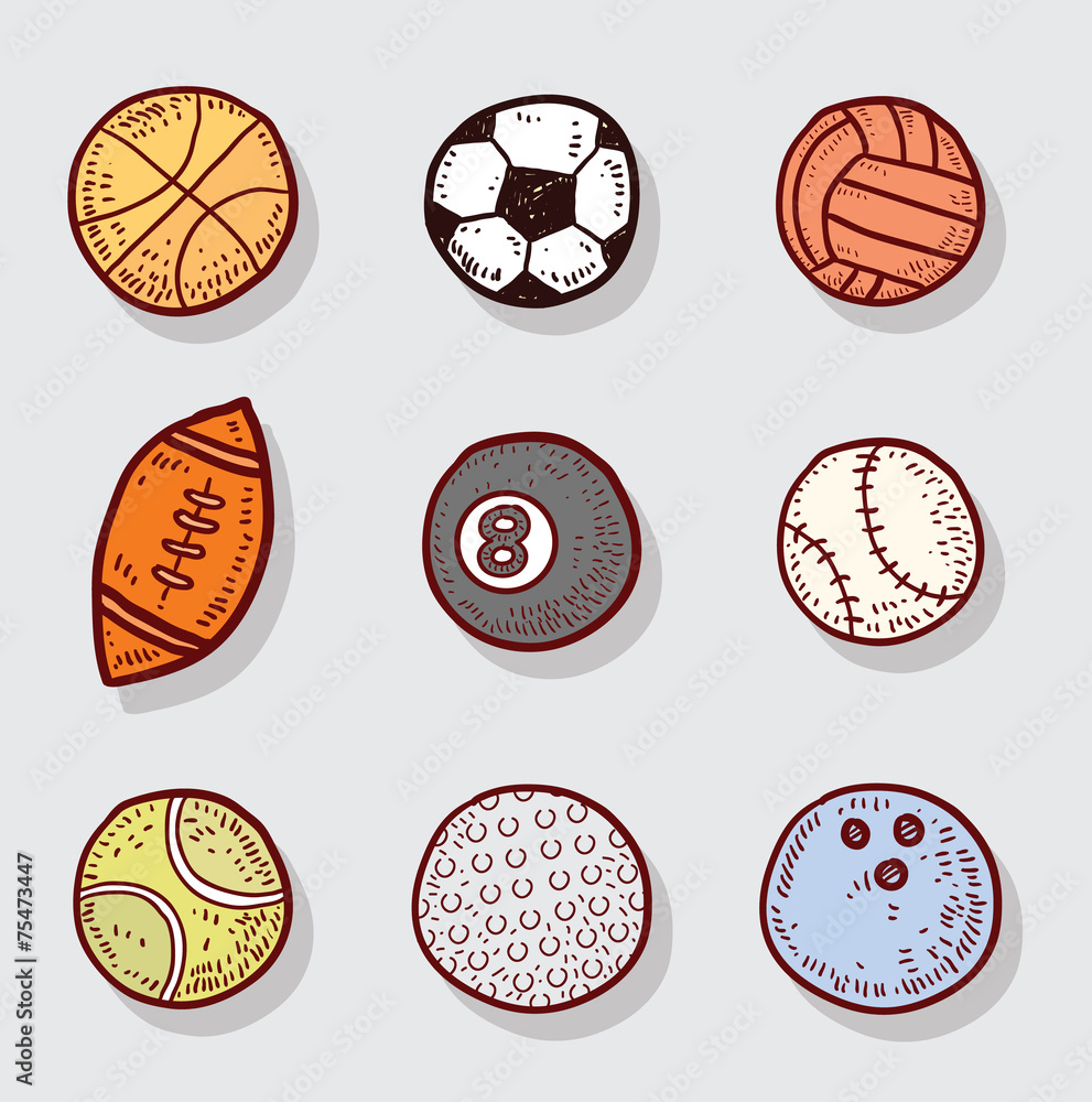 Obraz premium Sport Icons, Hand drawn vector illustration