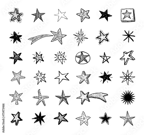 Star Doodles, hand drawn vector illustration.