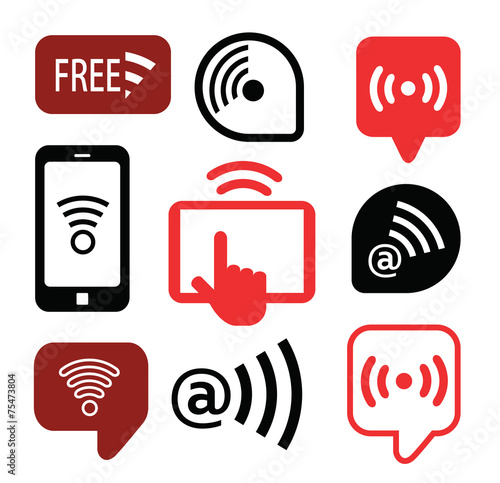Set of wireless icons, vector illustration