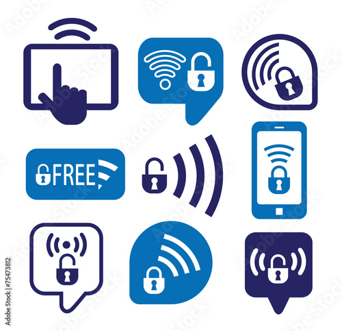 Set of wireless icons, vector illustration
