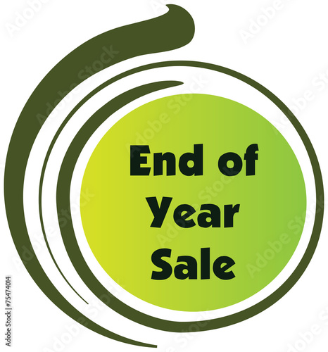 End of year sale vector label or badge isolated on white backgro